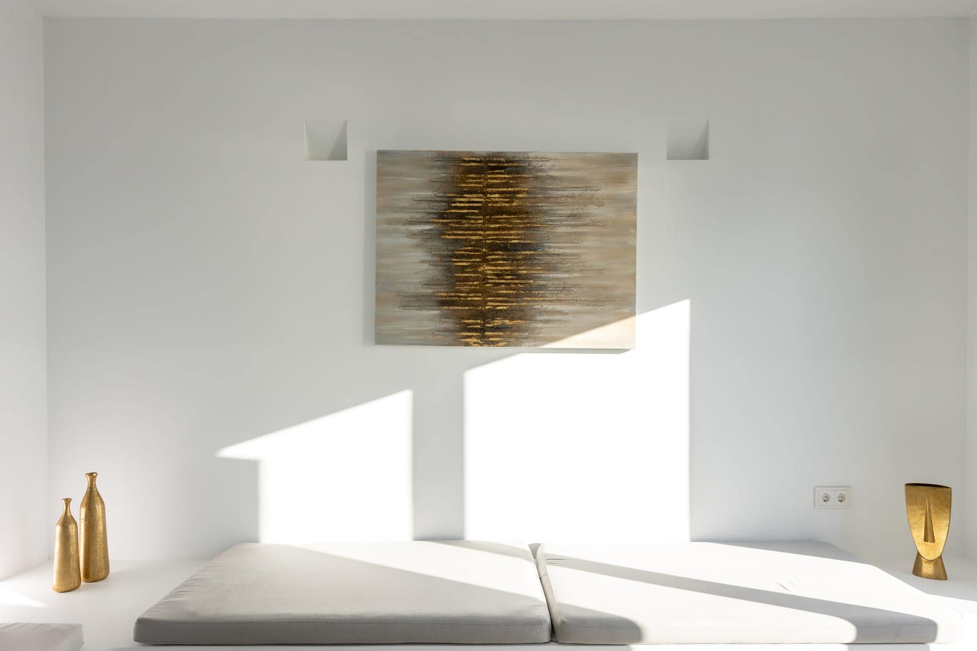 Indoor pool at Heavens Edge Villa, Cyclades, with modern minimalist design.