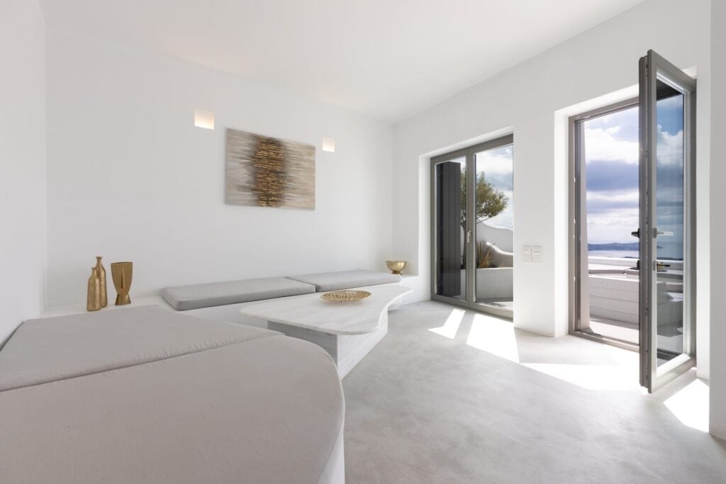 Indoor pool at Heavens Edge Villa with stunning sea views.