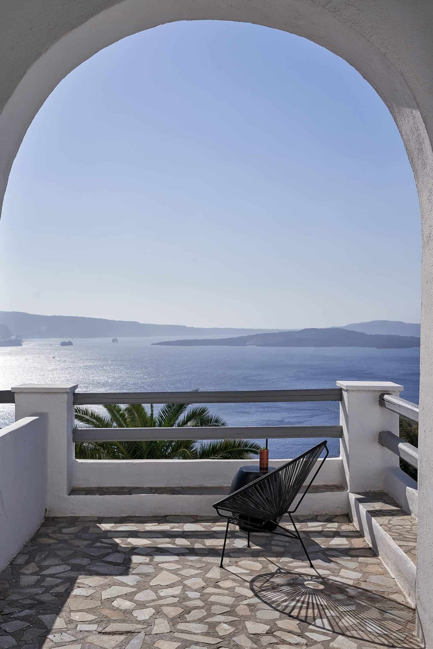 Caldera view from a superior room at Mr and Mrs White Hotels Cyclades. Enjoy stunning sea vistas and.