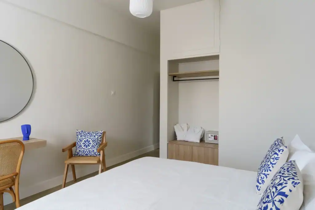 Modern superior triple room with sea view at Mr and Mrs White Hotels Cyclades.