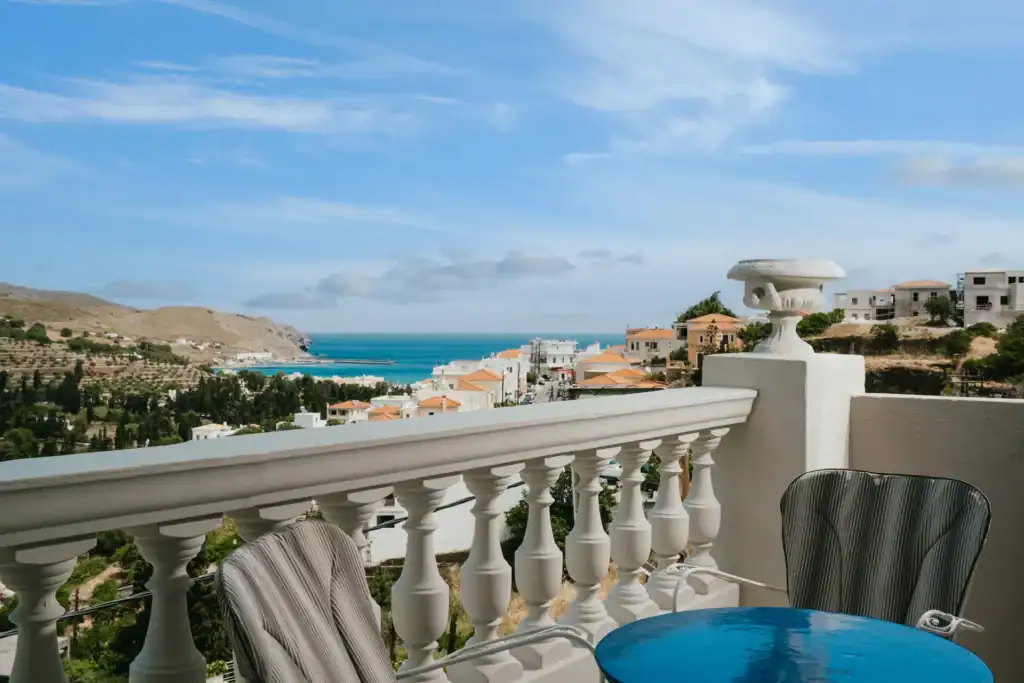 Sea view from Superior Triple room balcony at Mr and Mrs White Hotels Cyclades.