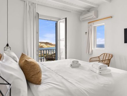 Spacious friends and family sea view room with balcony at Mr and Mrs White Hotels Cyclades.
