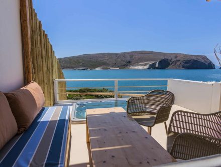 Sea View Honeymoon Suite with Outdoor Jacuzzi in Paleochori, Cyclades.