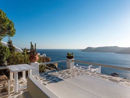 Beautiful maisonette terrace with sea view in Cyclades, Greece.